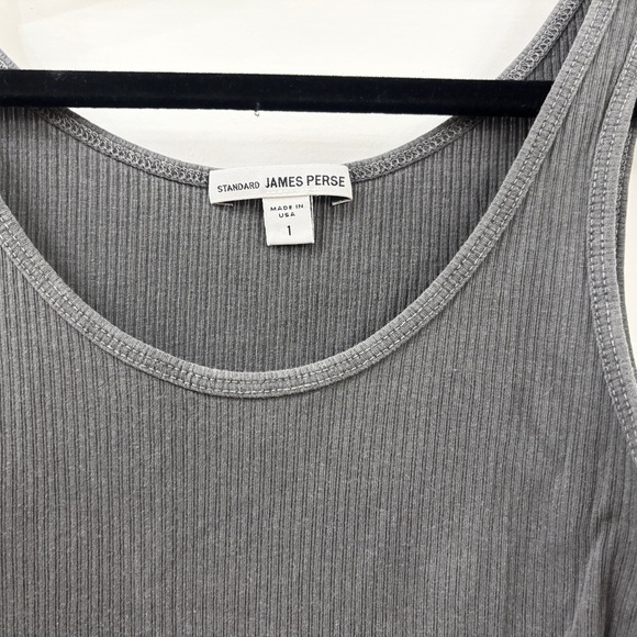 James Perse Longline Ribbed Sleeveless Gray Ribbed Tank Top - Sz 1 - Picture 12 of 12